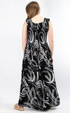 Rita Patterned Dress | Black & White Swirl