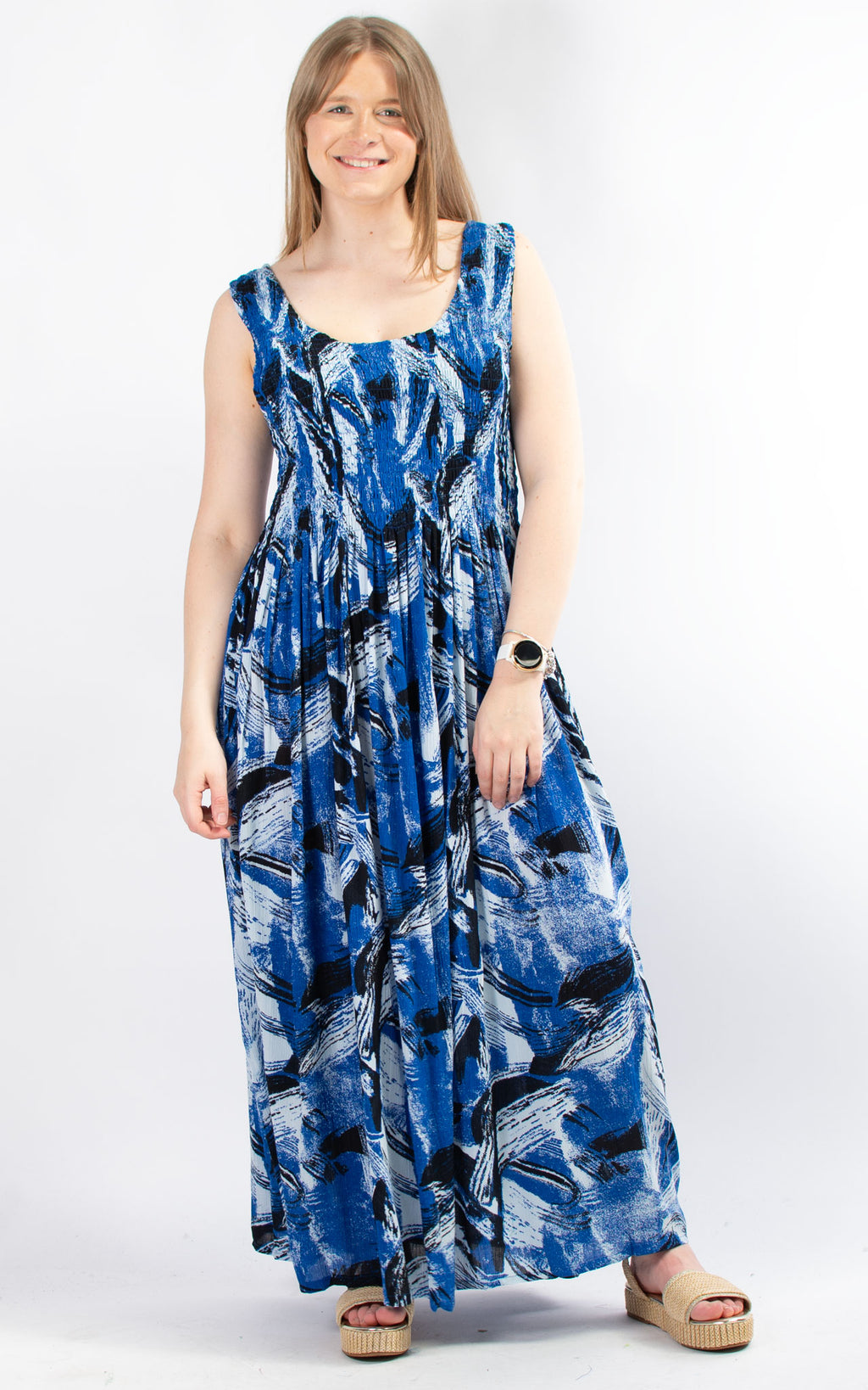 Rita Patterned Dress | Blue